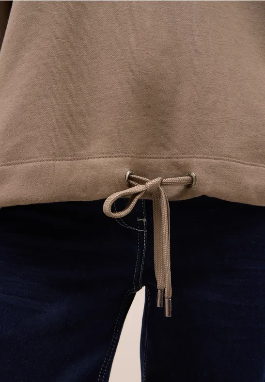 Sweater met trekkoord natural taupe