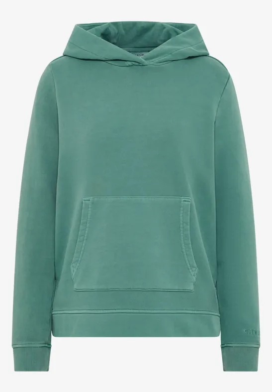 Garment dyed Hoodie jewel green