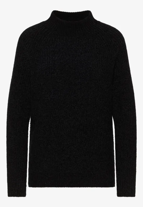 Turtleneck Chenille Pullover Black