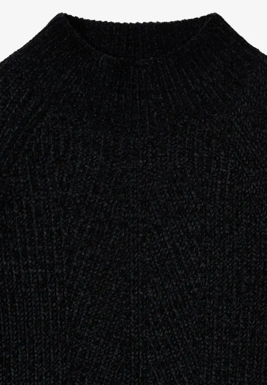 Turtleneck Chenille Pullover Black