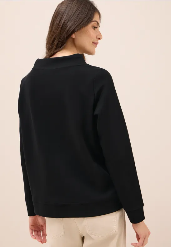T-shirt structuré Funnel Neck Black