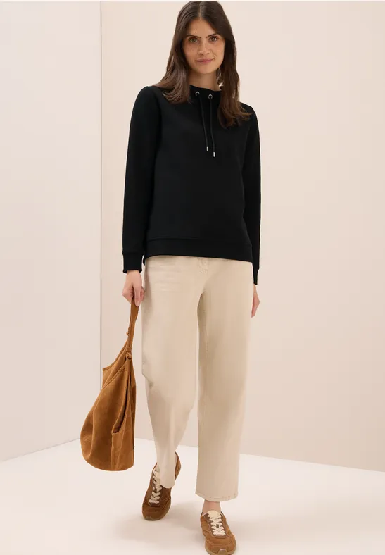 T-shirt structuré Funnel Neck Black