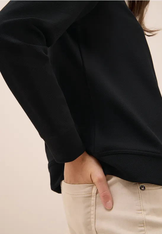 T-shirt structuré Funnel Neck Black