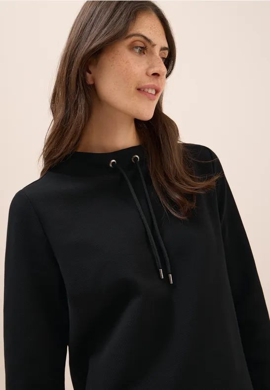 T-shirt structuré Funnel Neck Black