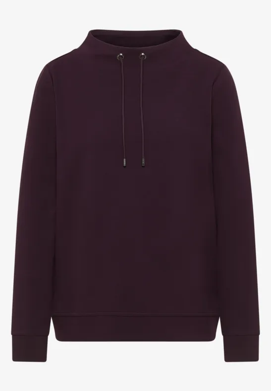 Funnel Neck Strukturshirt eggplant red