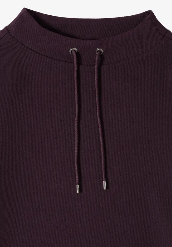 Funnel Neck Strukturshirt eggplant red
