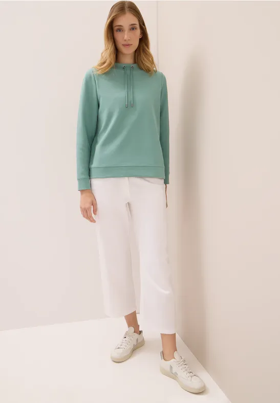 Shirt met structuur en trechtervormige hals jewel green