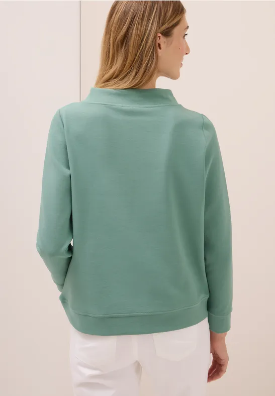 Shirt met structuur en trechtervormige hals jewel green