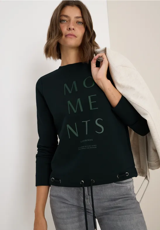 Sweatshirt mit Stickerei ink green