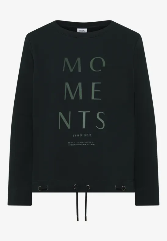 Sweatshirt mit Stickerei ink green