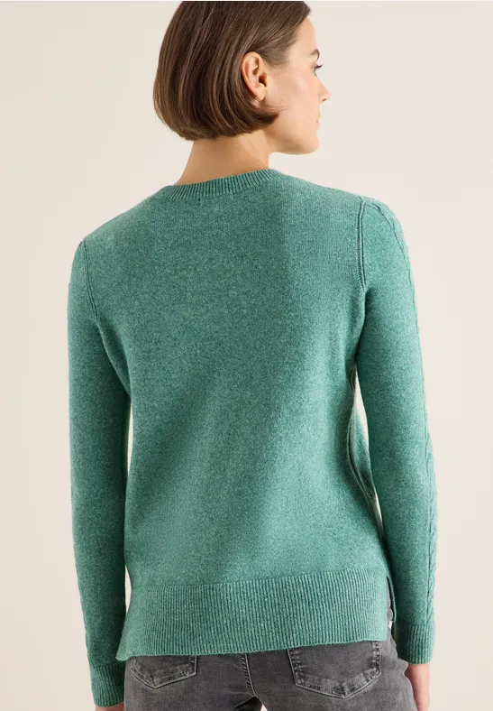 Pullover mit Strickdetail jewel green melange