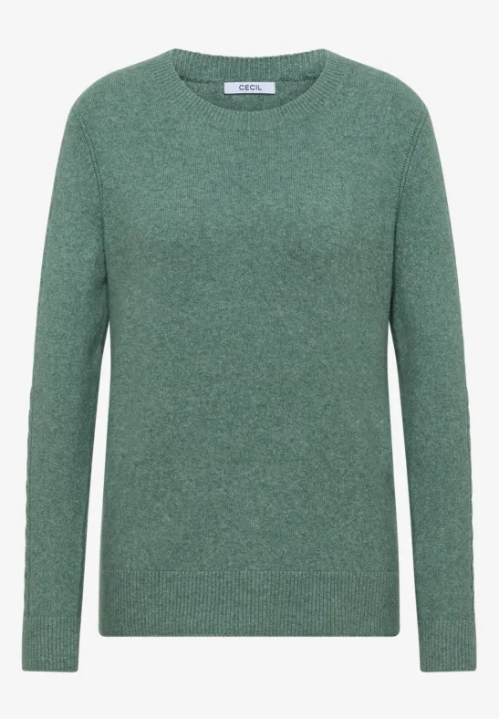 Pullover mit Strickdetail jewel green melange