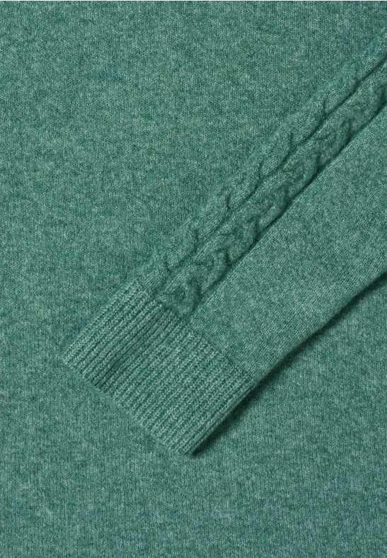 Pullover mit Strickdetail jewel green melange