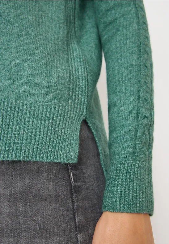 Pullover mit Strickdetail jewel green melange