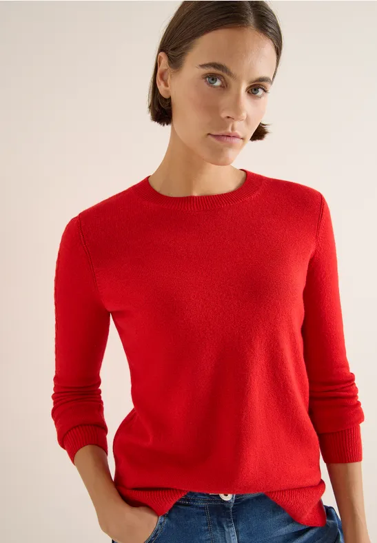 Pullover mit Strickdetail fiery red