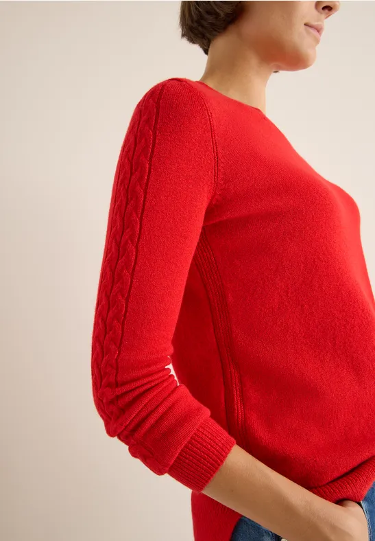 Pullover mit Strickdetail fiery red