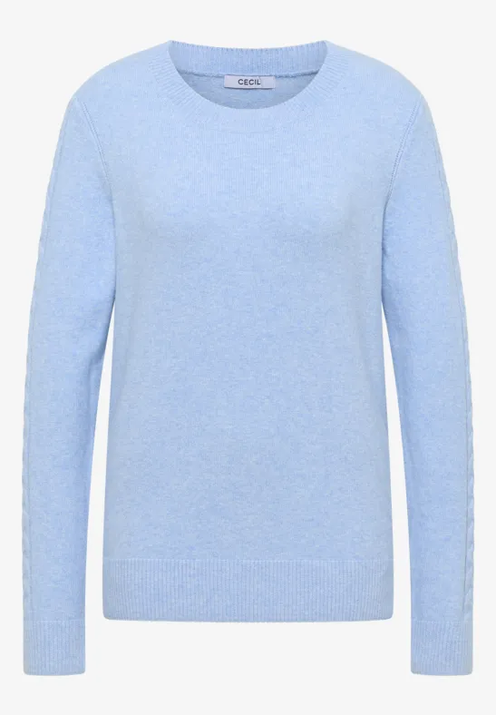 Pullover mit Strickdetail sporty light blue melange