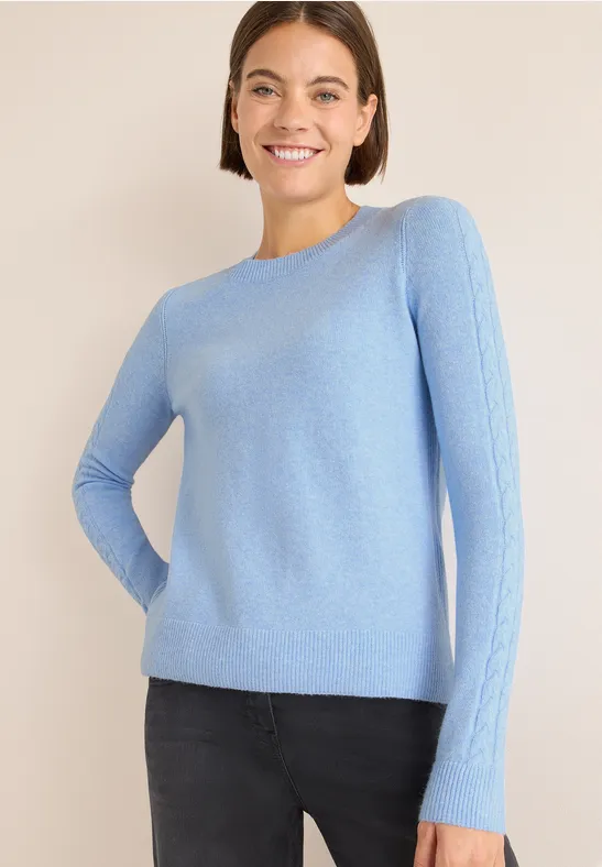 Pullover mit Strickdetail sporty light blue melange