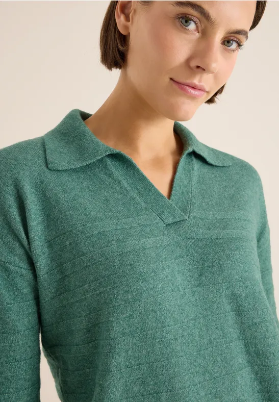 Doux pull-over structuré jewel green melange