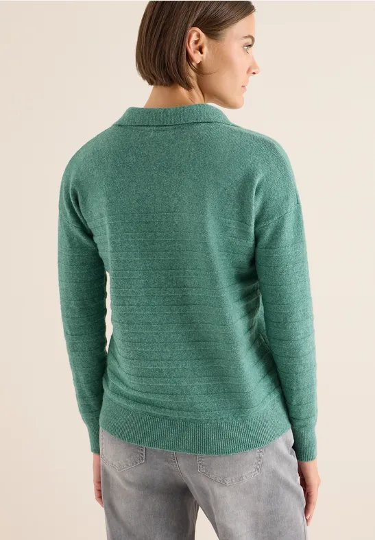 Doux pull-over structuré jewel green melange