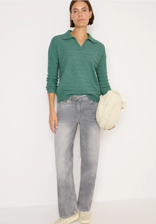 Doux pull-over structuré jewel green melange