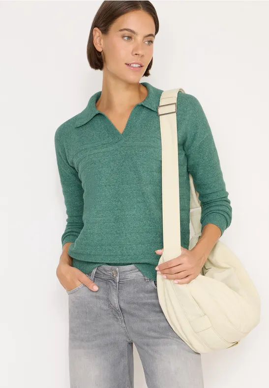 Doux pull-over structuré jewel green melange