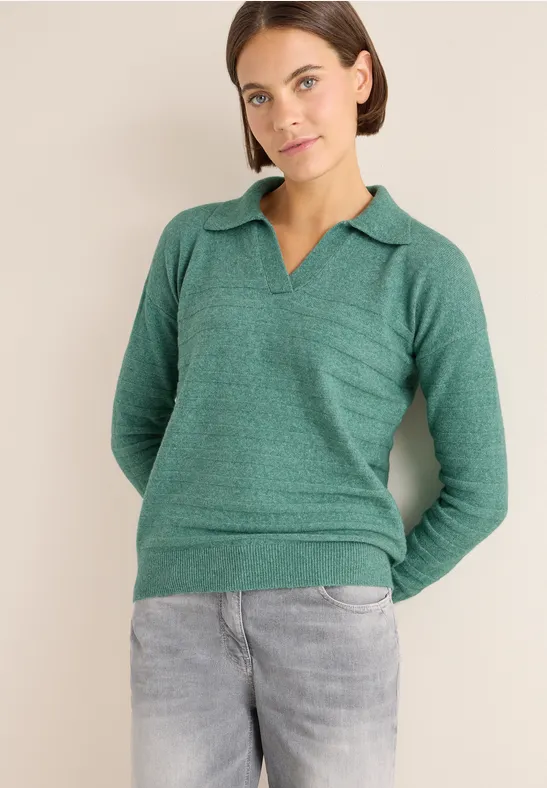 Doux pull-over structuré jewel green melange