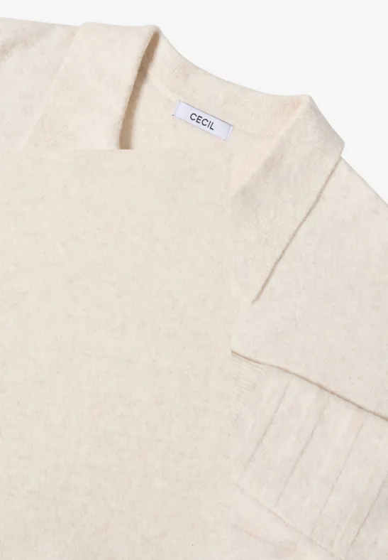 Softer Strukturpullover oat milk beige melange