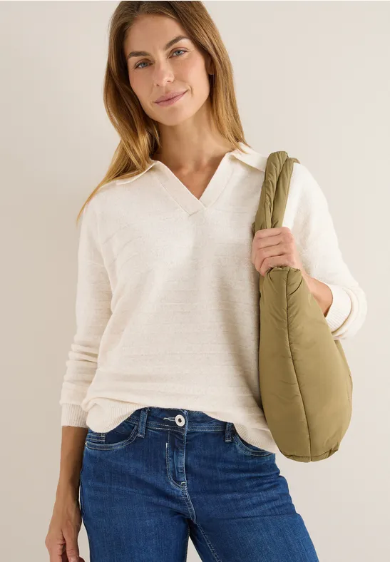 Softer Strukturpullover oat milk beige melange