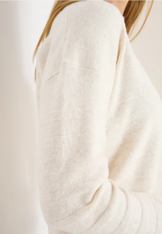 Softer Strukturpullover oat milk beige melange