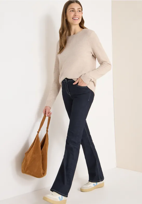 Zachte trui in effen kleur desert beige melange