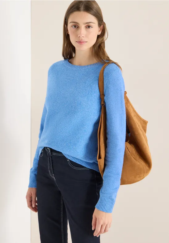Softer Pullover in Unifarbe fountain blue melange