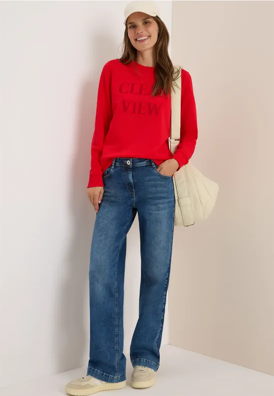 Sweatshirt mit Wording fiery red