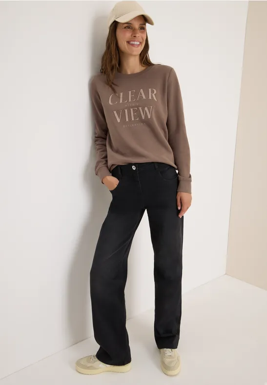 Sweatshirt mit Wording cocoa taupe