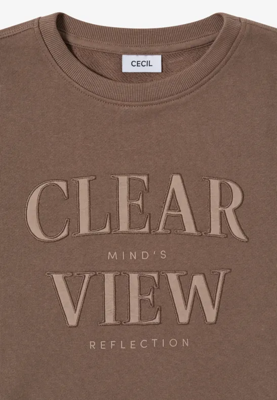 Sweatshirt mit Wording cocoa taupe