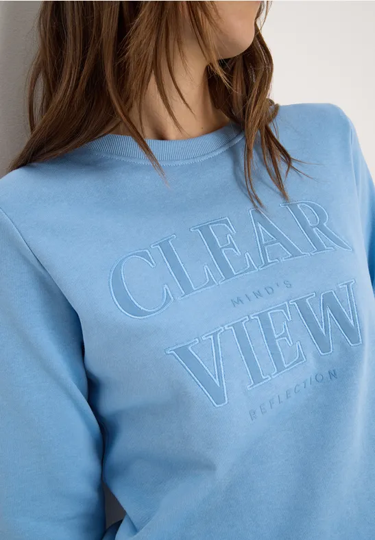 Sweatshirt mit Wording sporty light blue