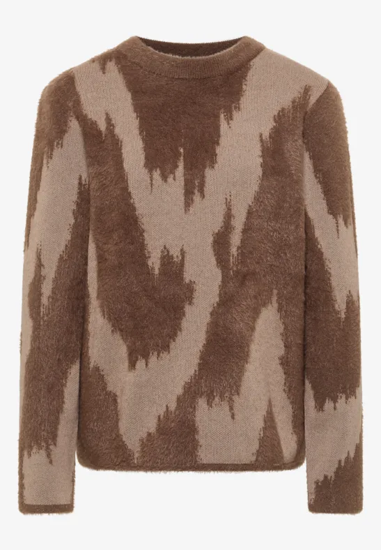 Gemusterter Pullover mocha caramel