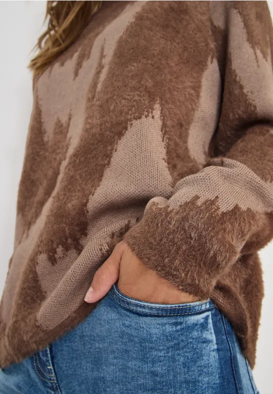 Gemusterter Pullover mocha caramel