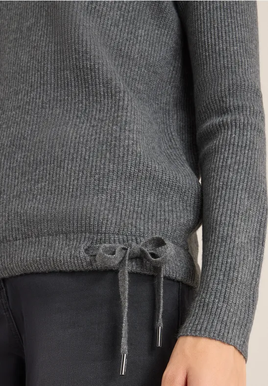Strukturpullover mit Zipper flint grey melange