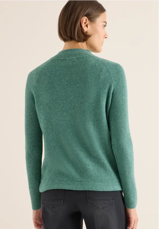 Strukturpullover mit Zipper jewel green melange