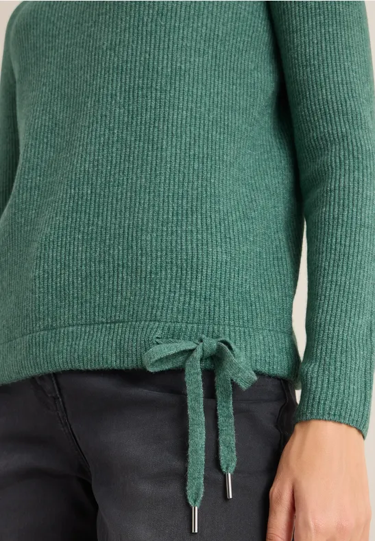 Strukturpullover mit Zipper jewel green melange