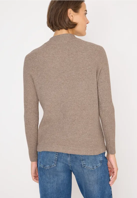 Strukturpullover mit Zipper toffee cream melange