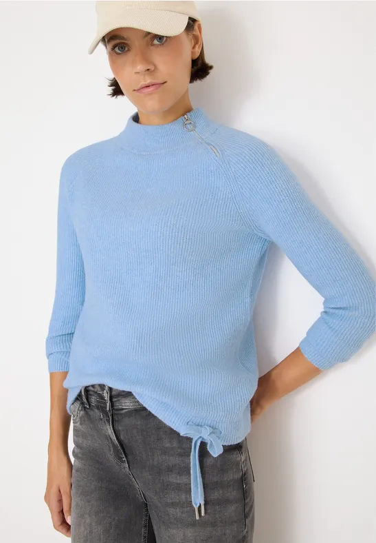 Pull structuré avec fermeture éclair null