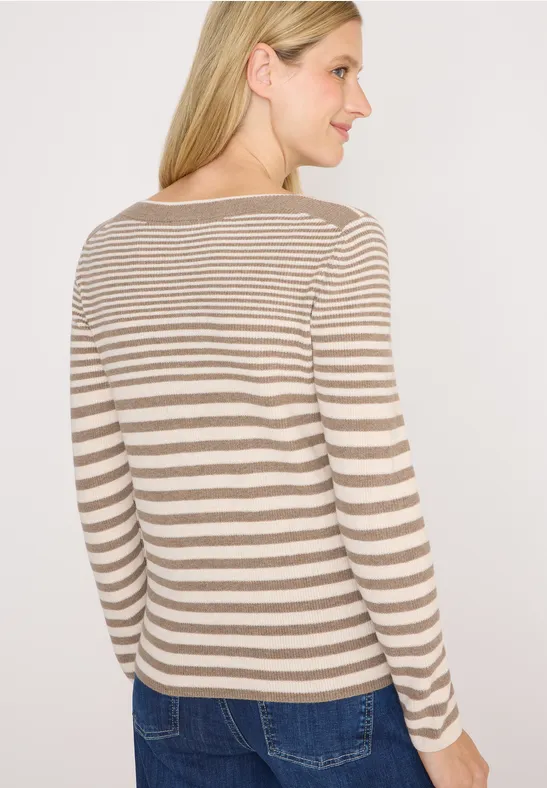 Gestreifter Pullover toffee cream melange