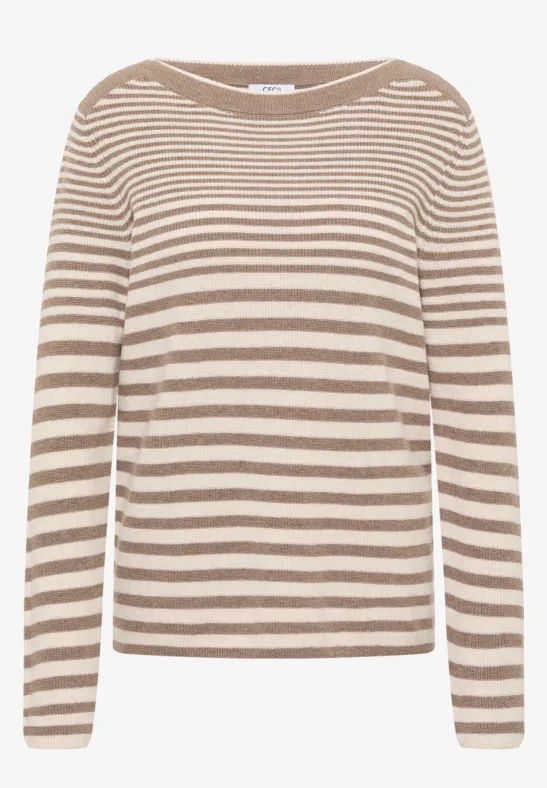 Gestreifter Pullover toffee cream melange