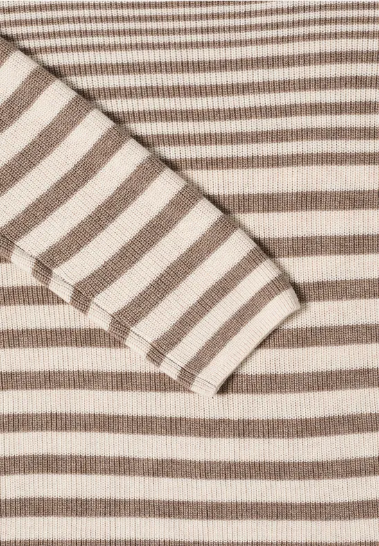 Gestreifter Pullover toffee cream melange