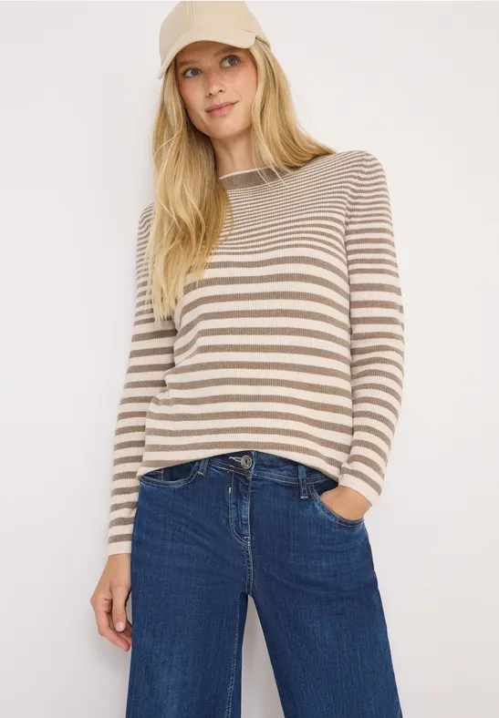Gestreifter Pullover toffee cream melange
