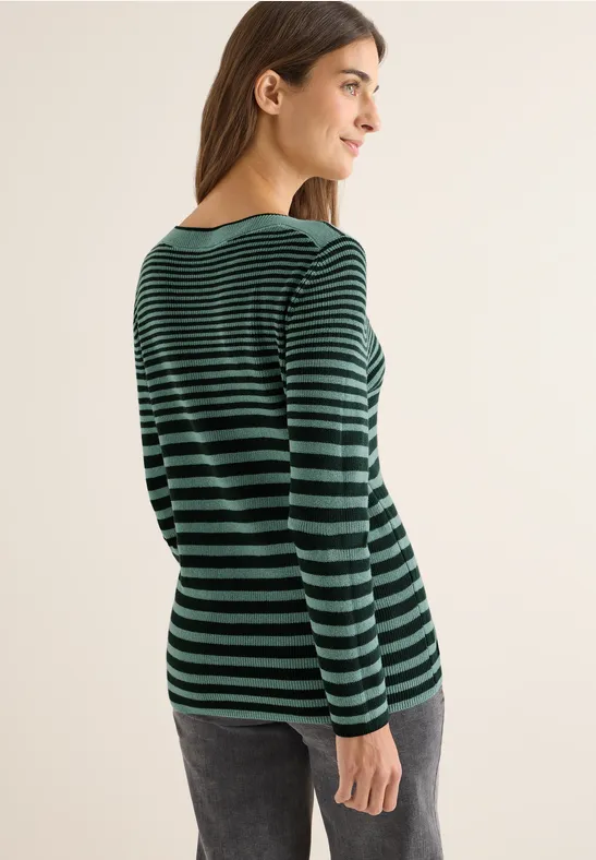 Gestreifter Pullover jewel green
