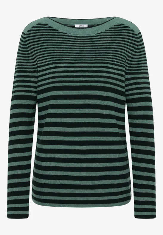 Gestreifter Pullover jewel green