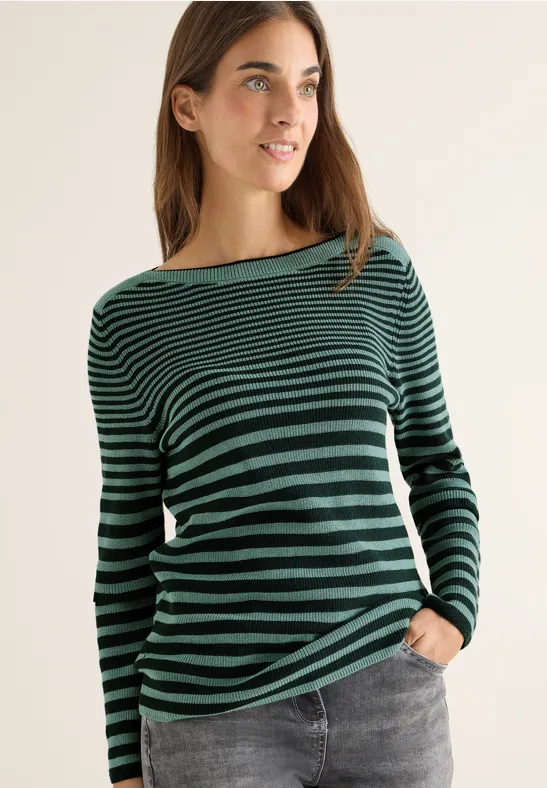 Gestreifter Pullover jewel green